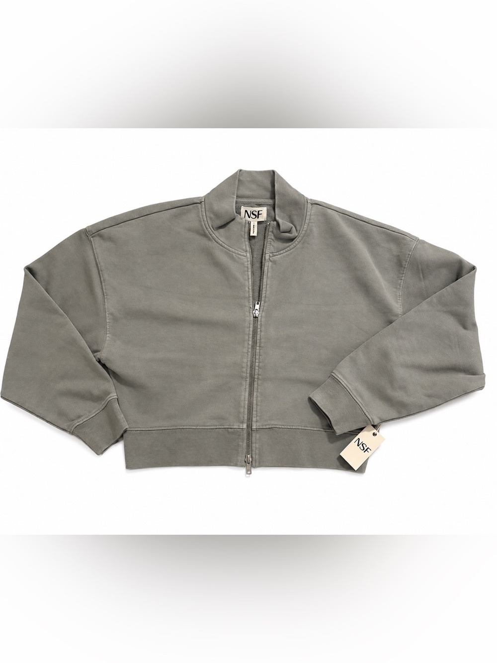 NSF Women Olive-Gray Full-Zip Sweater